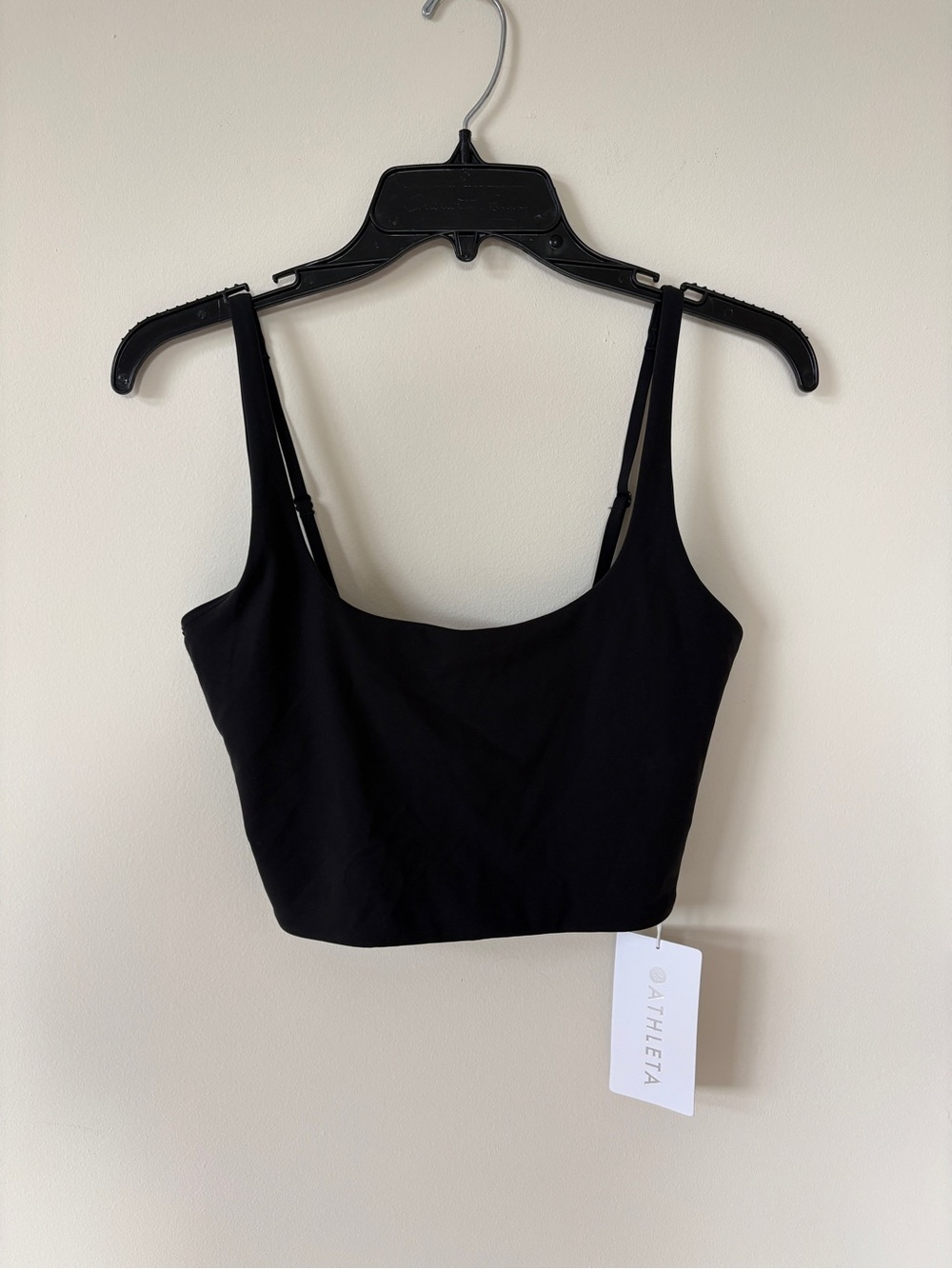 Athleta Black Cropped Tank with Logo Tag